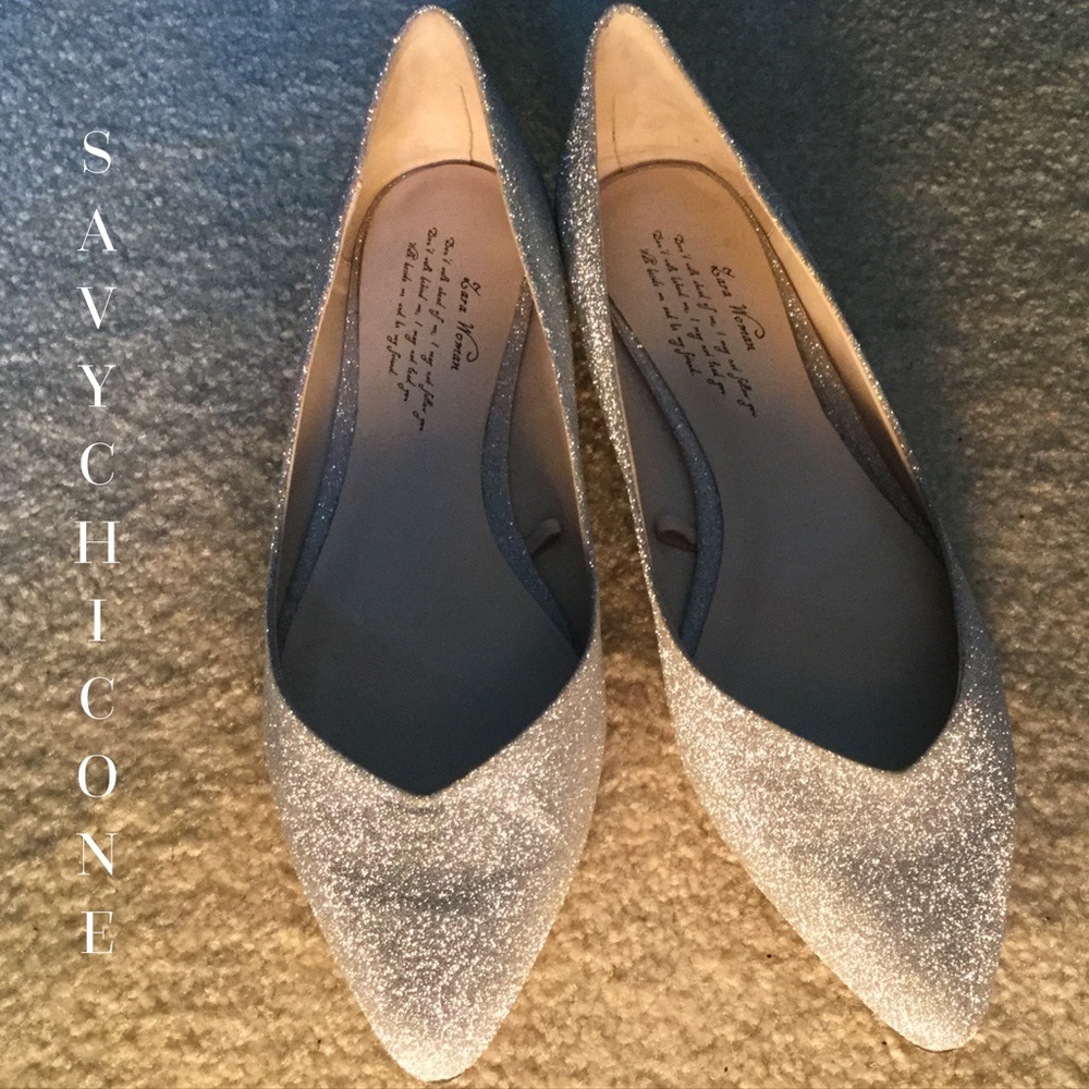 🌹NWOT SILVER SPARKLE FLATS